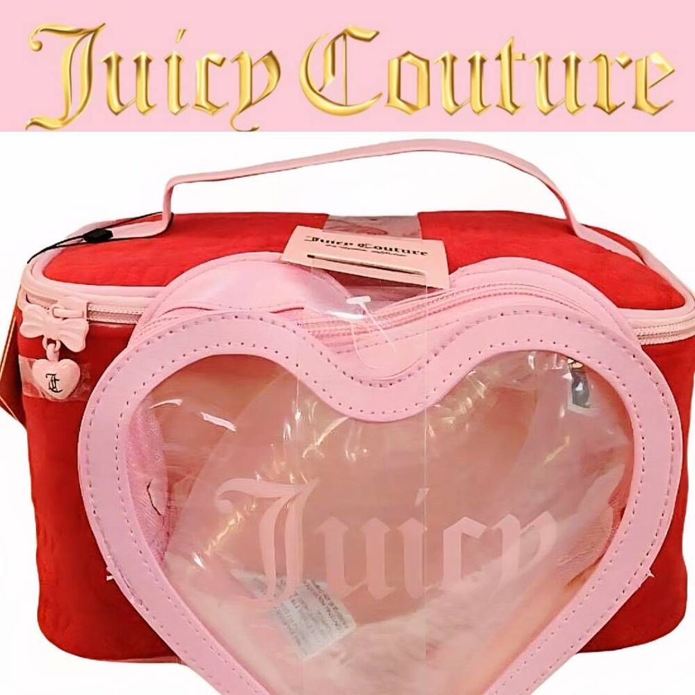 Juicy Couture Heart & Crown Embossed Velour‎ & Transparent Heart-Shaped Cosmetic